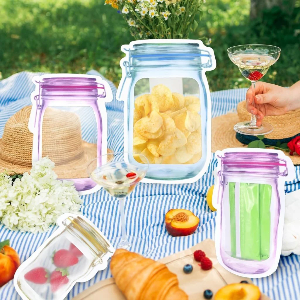 3 pcs food storage jar zip lock bags
