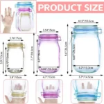 3 pcs food storage jar zip lock bags