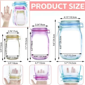 3 pcs food storage jar zip lock bags