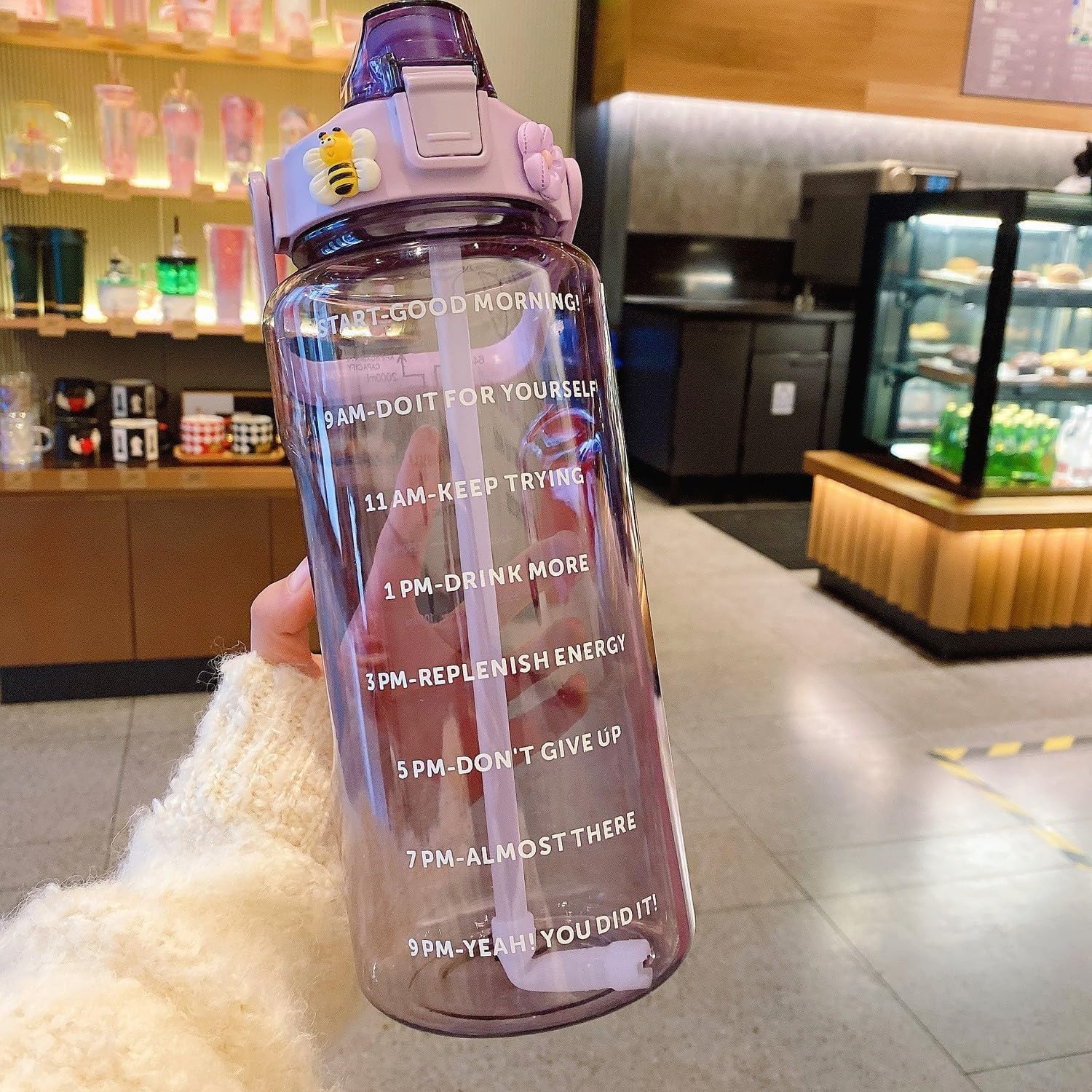 transparent motivational timer bottle