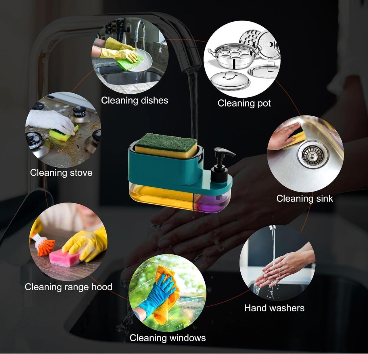 3-in-1 Kitchen Soap Dispenser with Sponge Holder