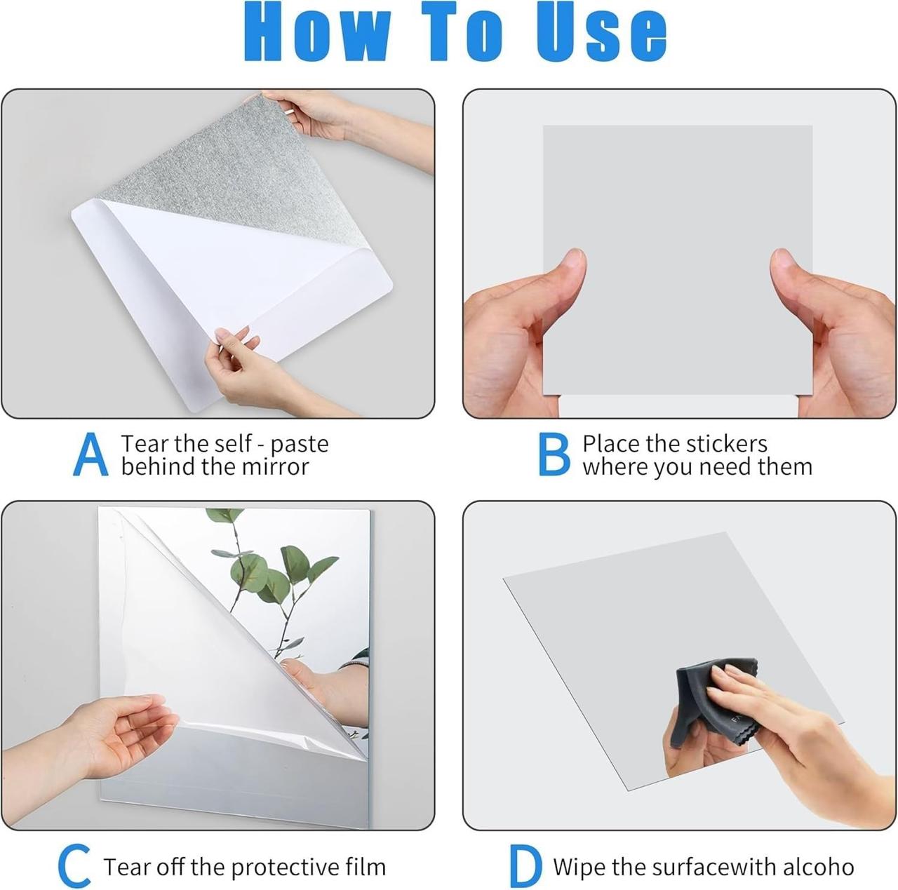 Self Adhesive Mirror, Acrylic Wall Mirror, Flexible Mirror Sheet 300*400