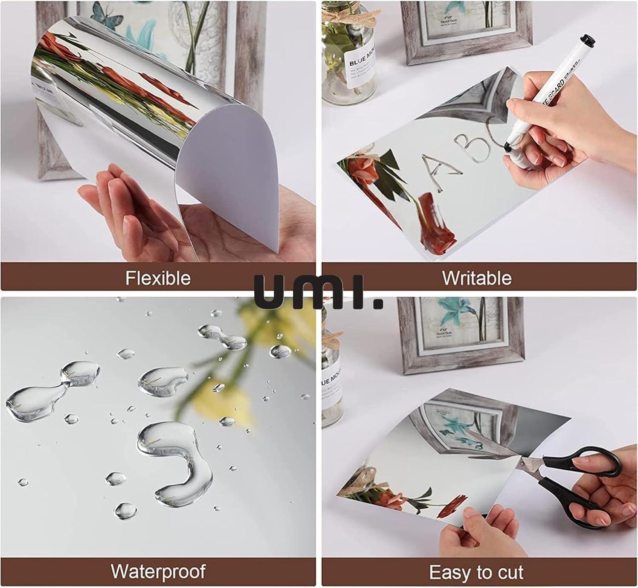 Self Adhesive Mirror, Acrylic Wall Mirror, Flexible Mirror Sheet 300*400
