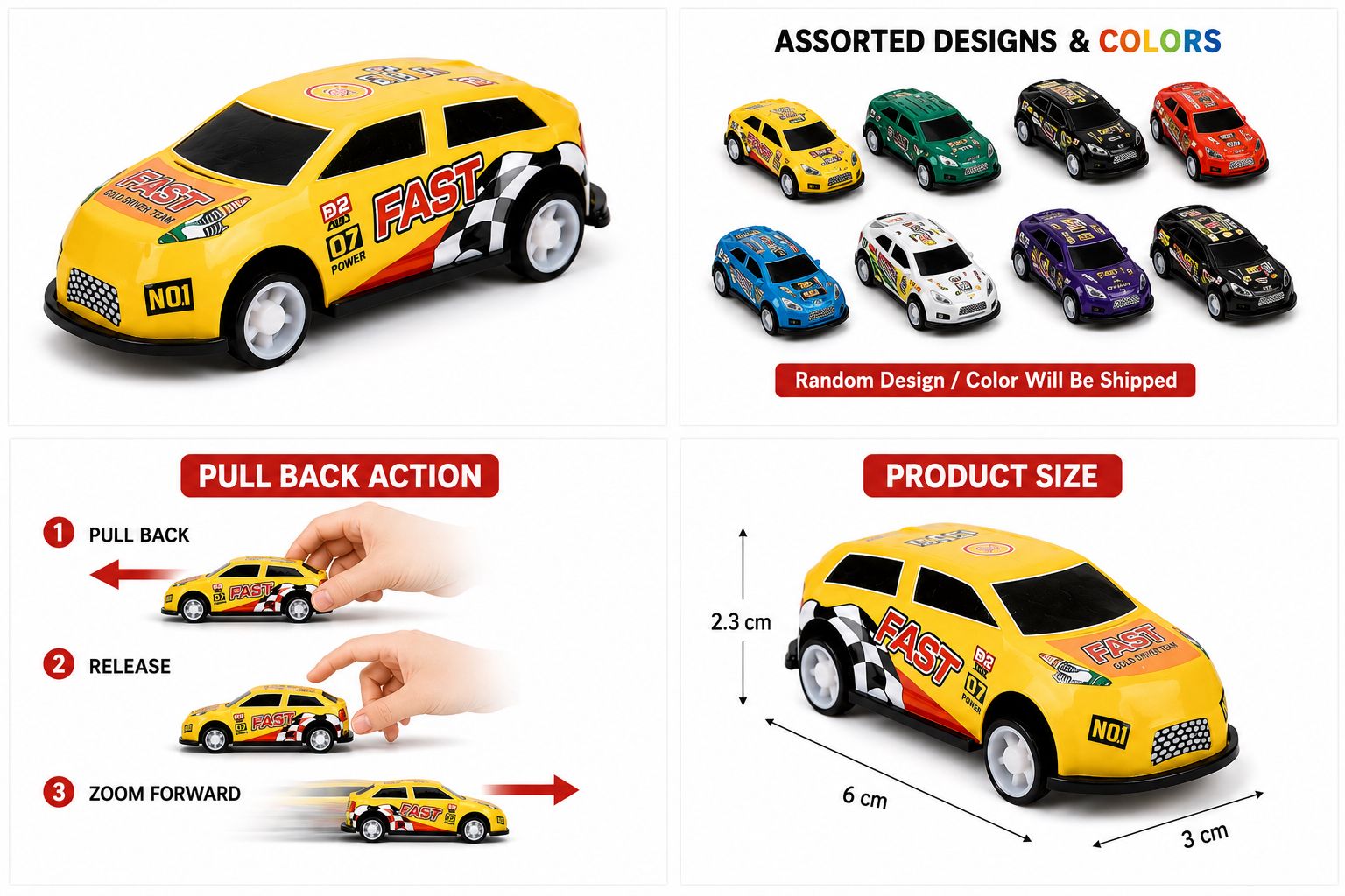 THE CUB Pull Back Alloy Toy Car for Kids | Mini Die-Cast Friction Powered Racing Car