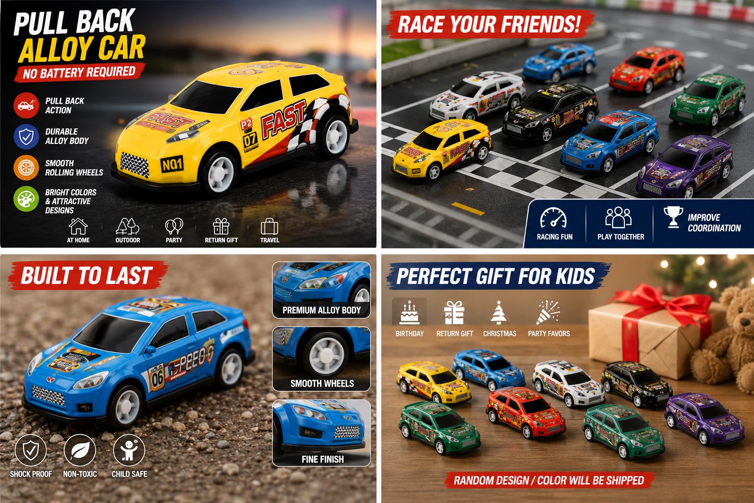THE CUB Pull Back Alloy Toy Car for Kids | Mini Die-Cast Friction Powered Racing Car