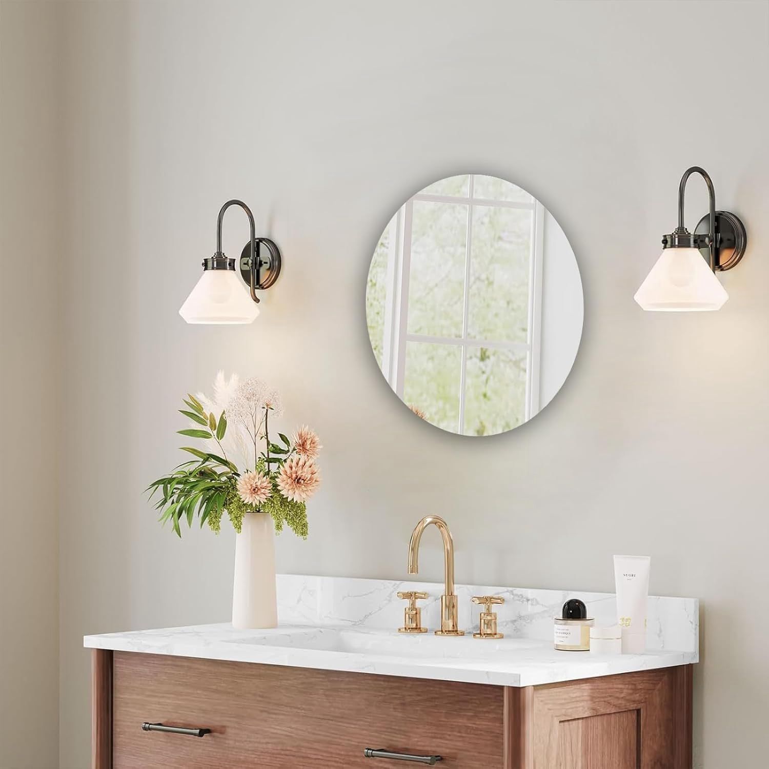 Self Adhesive Plastic Oval Mirror for Wall