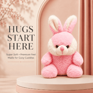 Adorable Pink and Cream Bunny Plush Toy with Soft Fluffy Fur