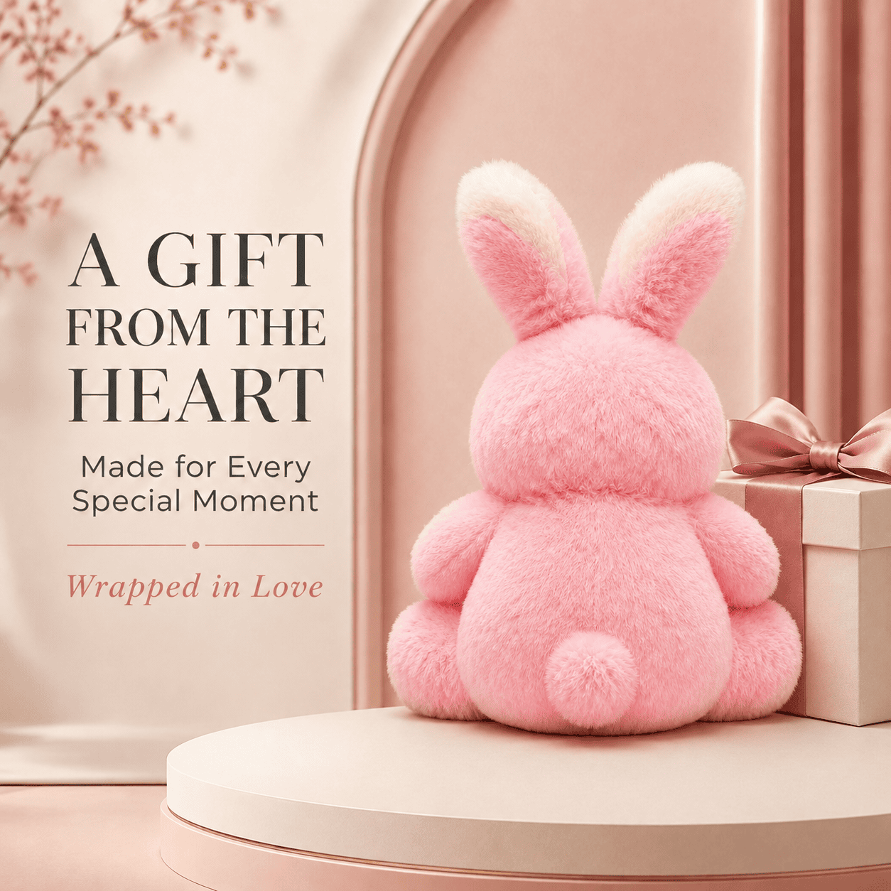 Adorable Pink and Cream Bunny Plush Toy with Soft Fluffy Fur