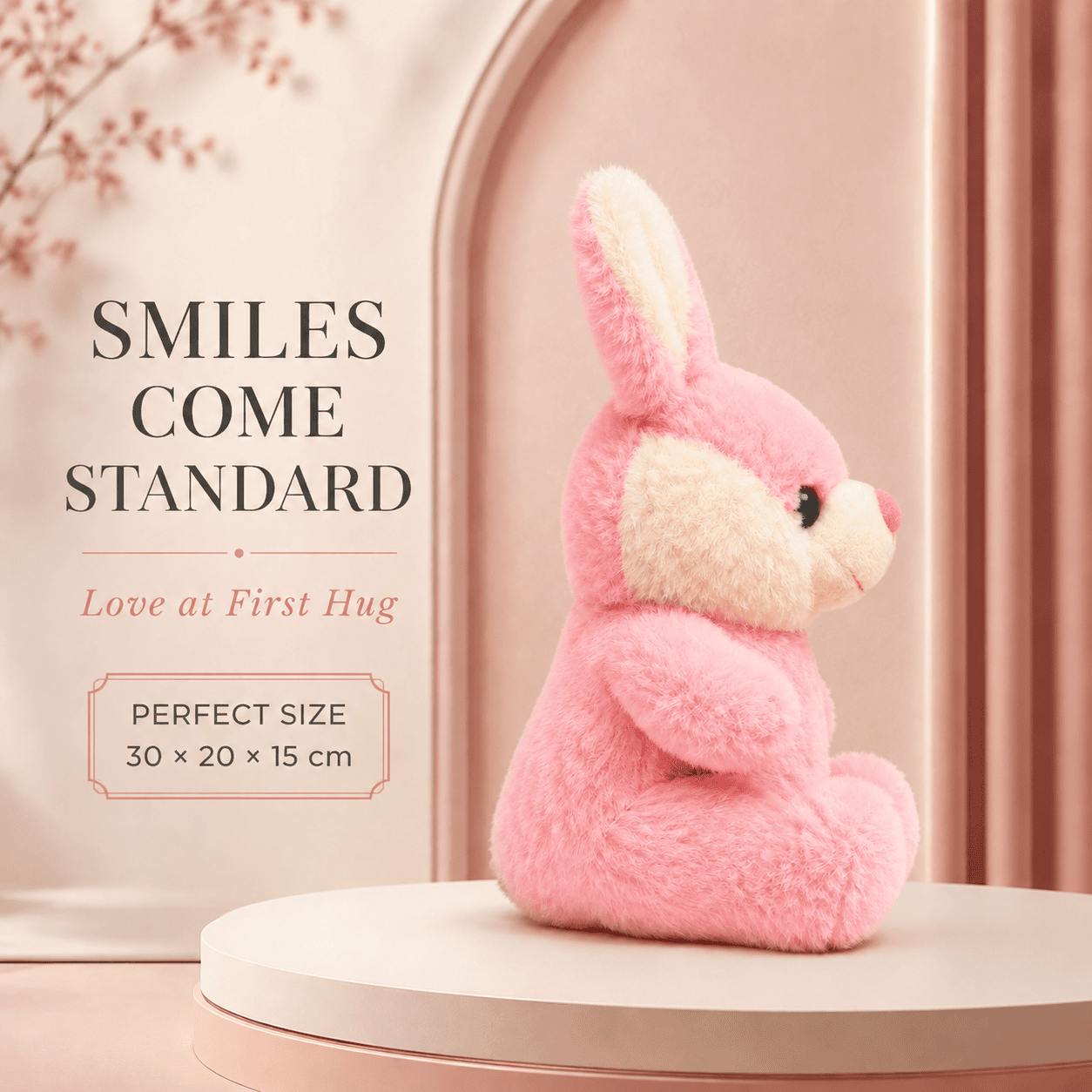 Adorable Pink and Cream Bunny Plush Toy with Soft Fluffy Fur
