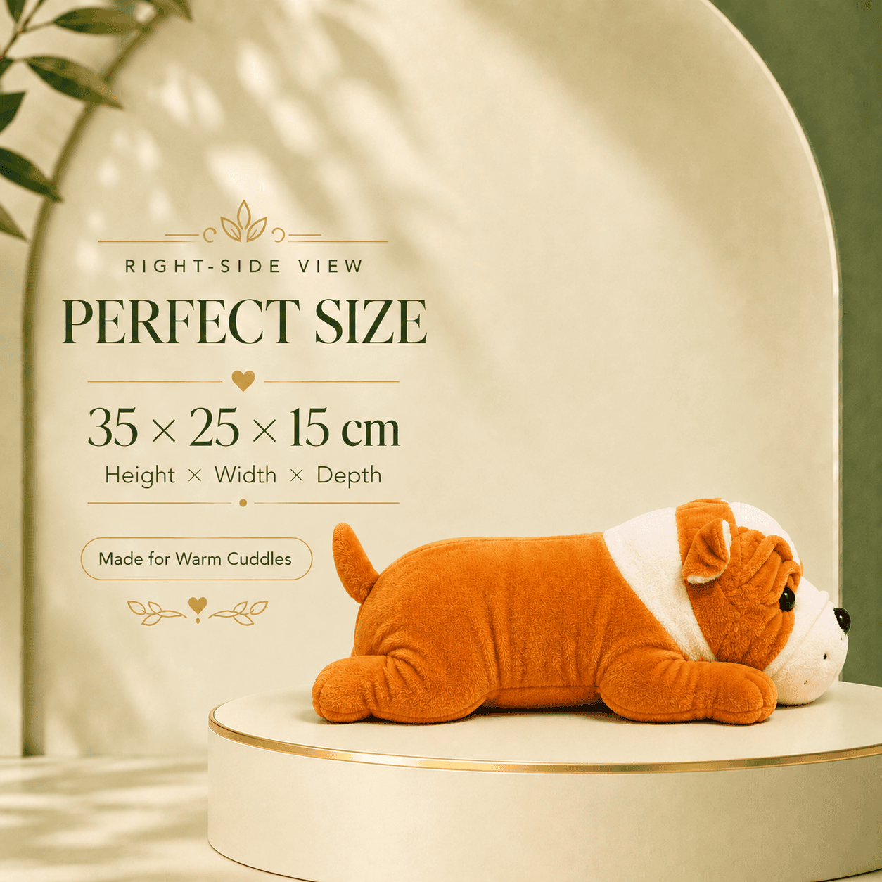 Adorable Lying Brown and White Bulldog Plush Toy