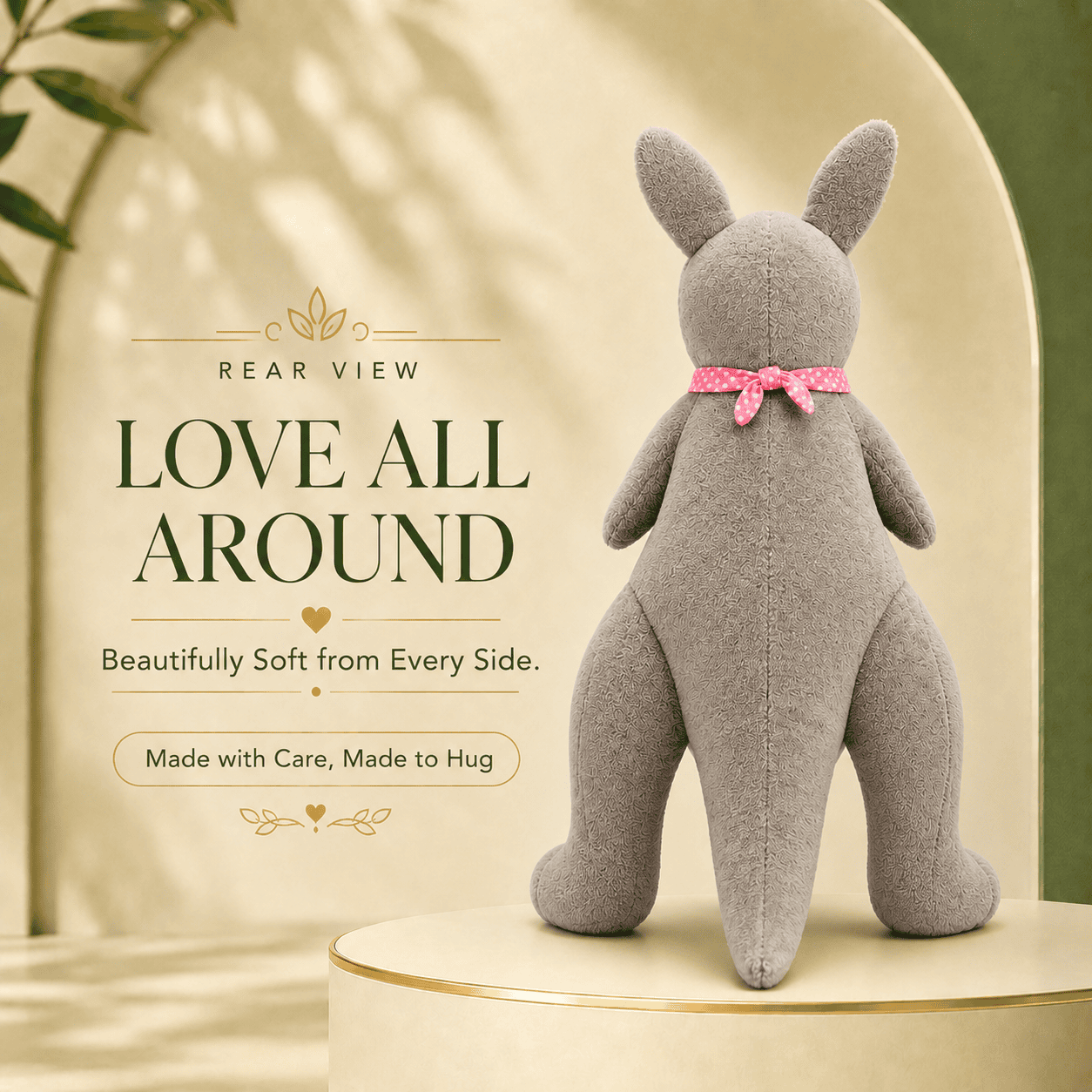 Adorable Grey Kangaroo Plush Toy with Pouch and Baby Joey