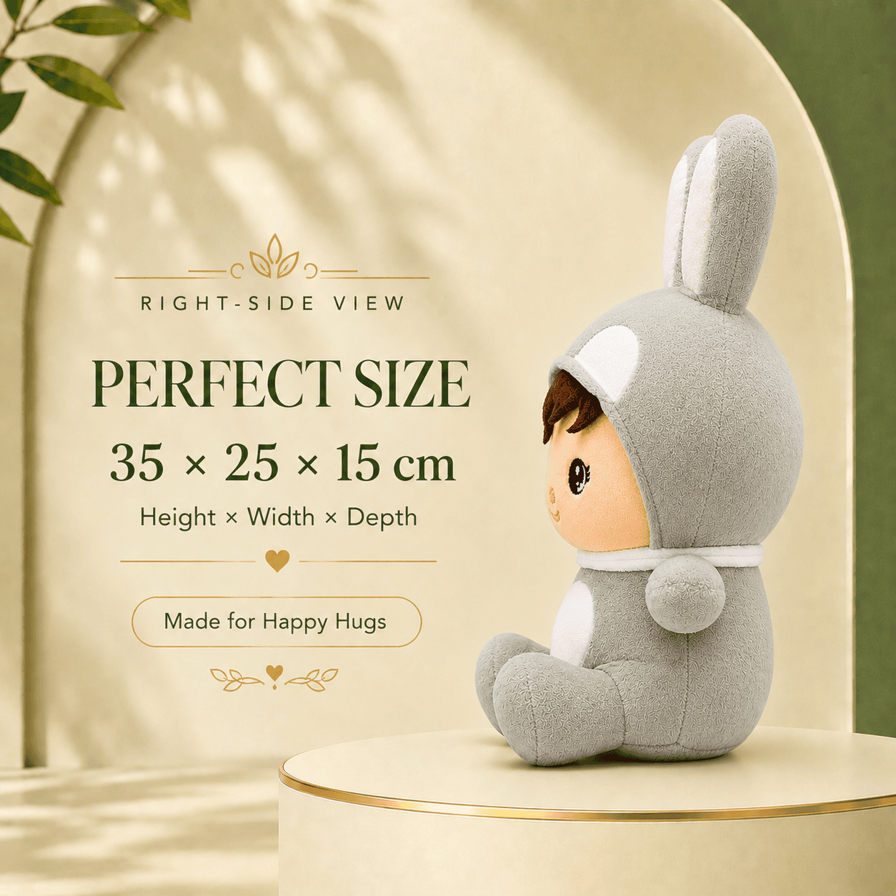 Made for Happy Hugs: Adorable Grey Bunny Onesie Plush Toy with Cute Expression