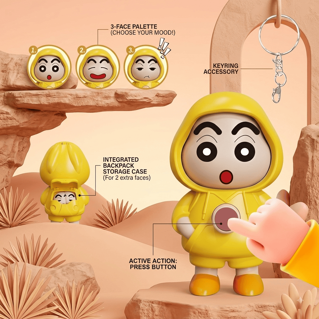 Shinchan Face Changing Keychain