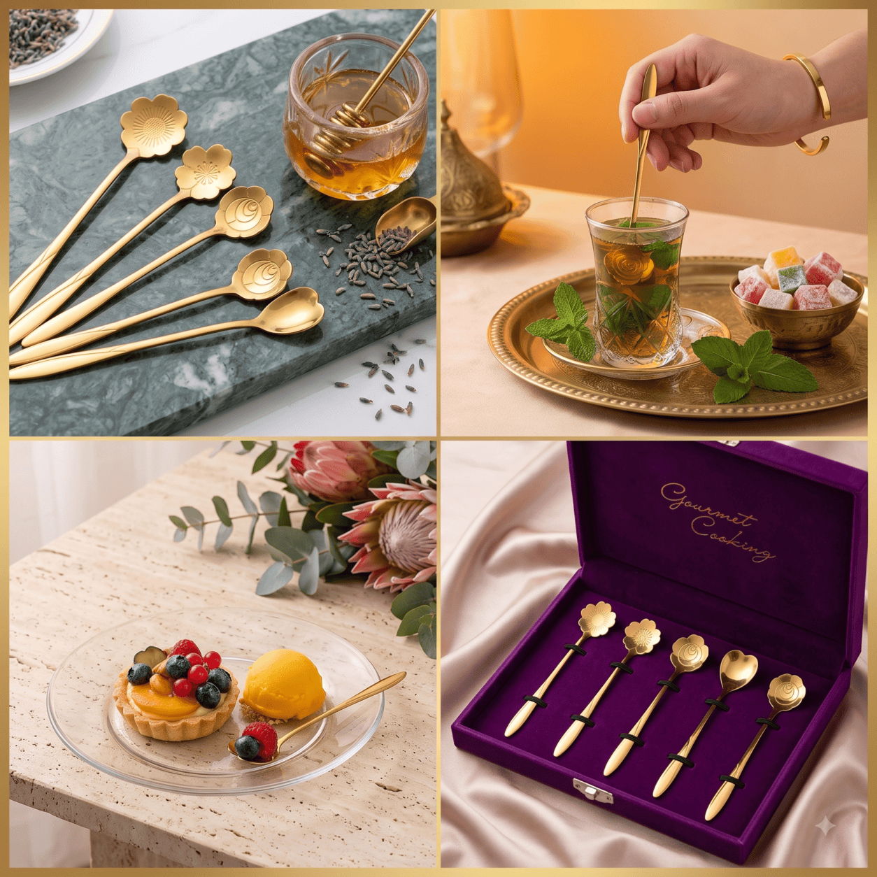4 pcs Golden Spoon Set