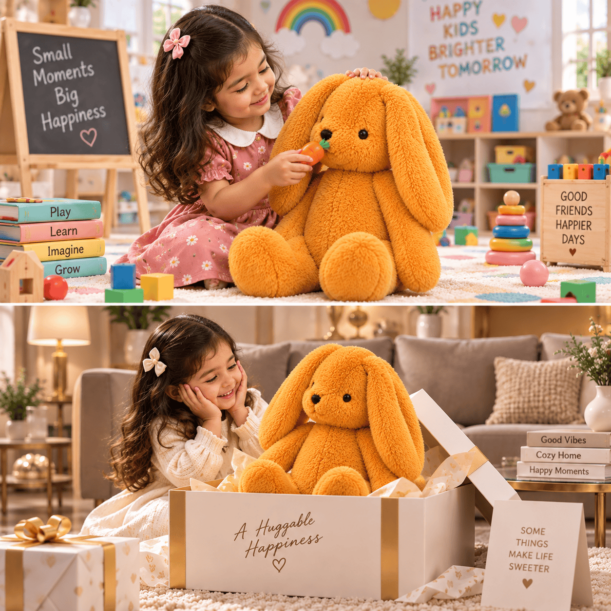 Giant Honey Gold Bunny Plush – Large Floppy-Ear Stuffed Animal Cuddle Companion