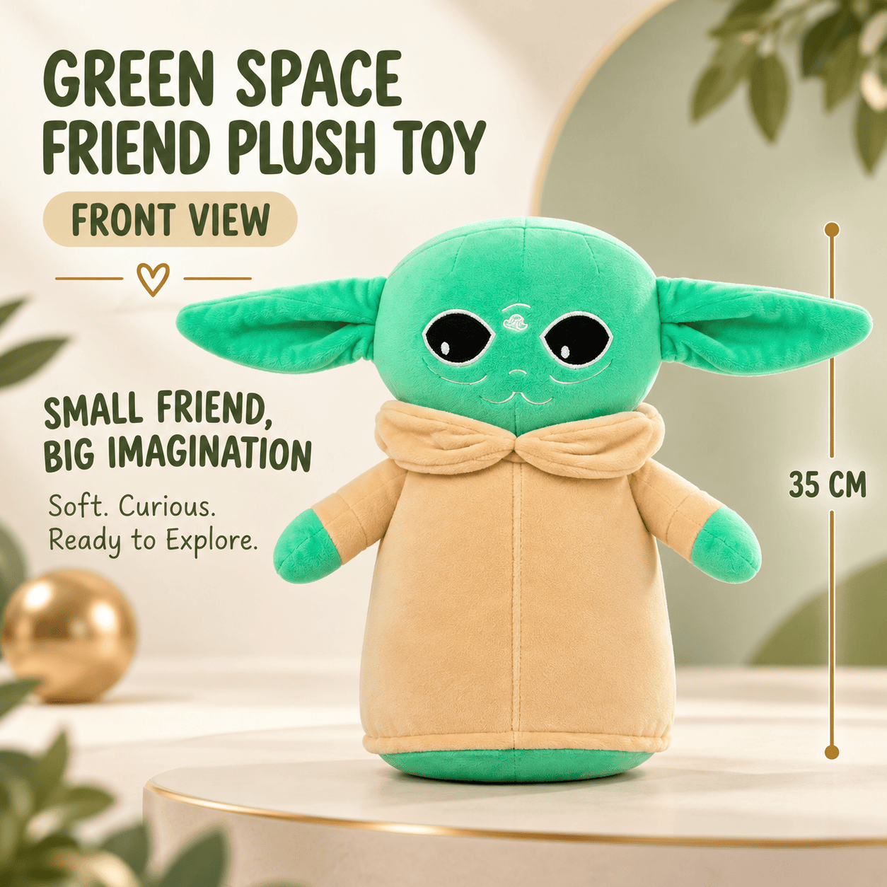 Green Space Friend Plush Toy – 35cm Soft Alien Character Stuffed Animal