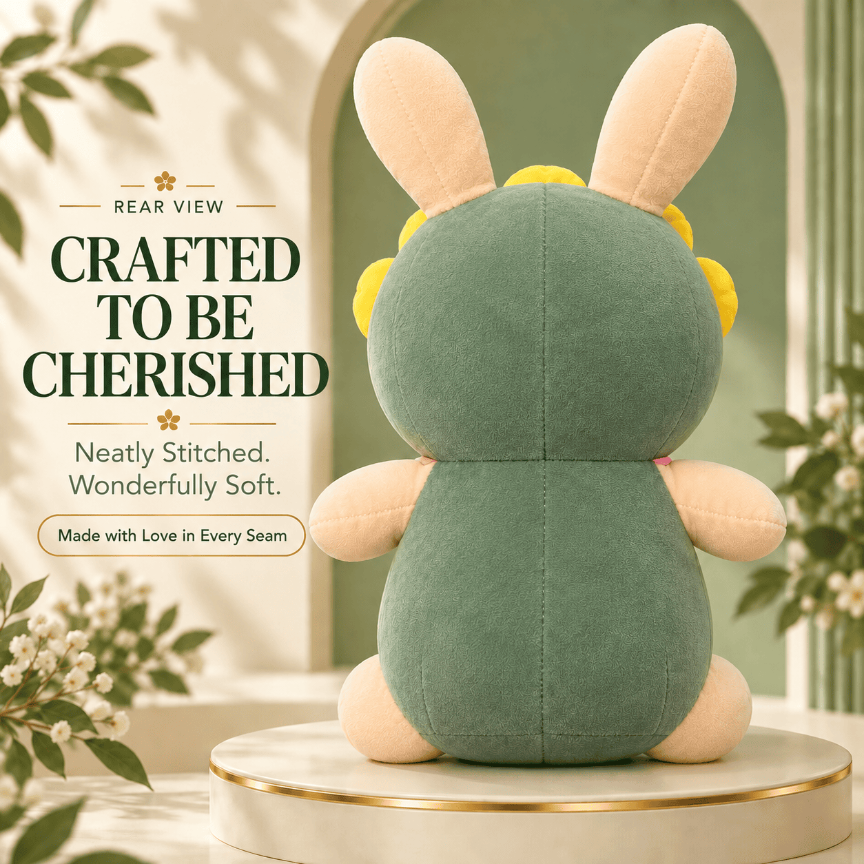Sunflower Bunny Plush Toy – Soft Floral Rabbit Stuffed Animal with Shimmer Ears