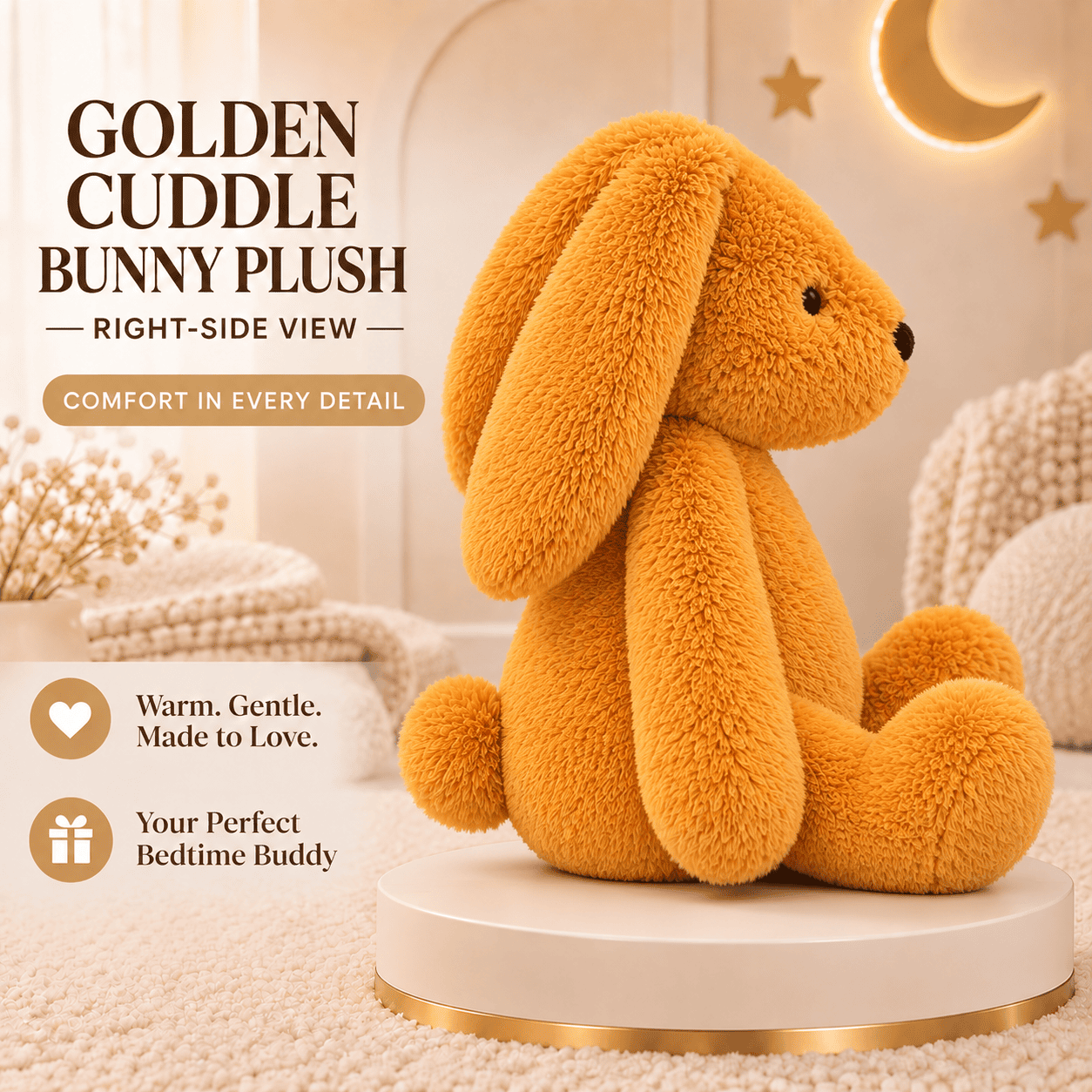 Giant Honey Gold Bunny Plush – Large Floppy-Ear Stuffed Animal Cuddle Companion
