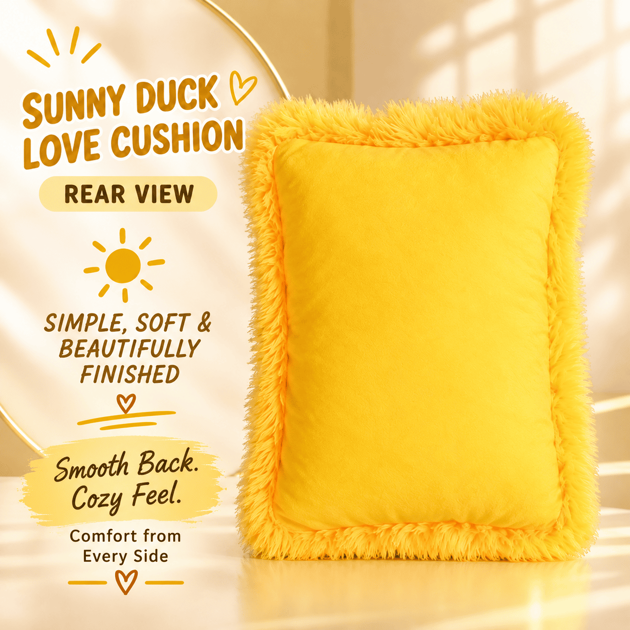 Sunny Duck Love Cushion – 35cm Soft Plush Throw Pillow with Attached Plush Toy