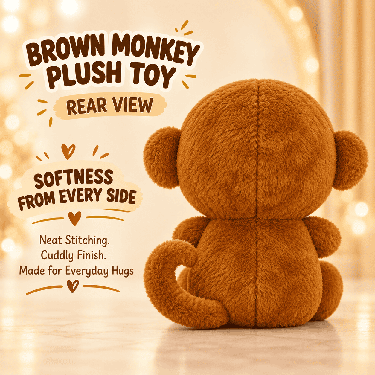 Brown Monkey Plush Toy – 35cm Soft Cuddle Stuffed Animal with Big Eyes