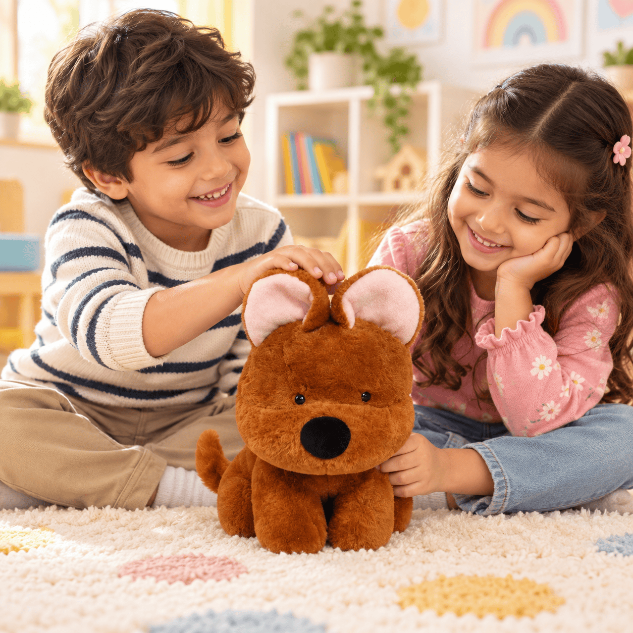 Fluffy Brown German Shepherd Dog Plush Toy – 35cm Soft Puppy Stuffed Animal