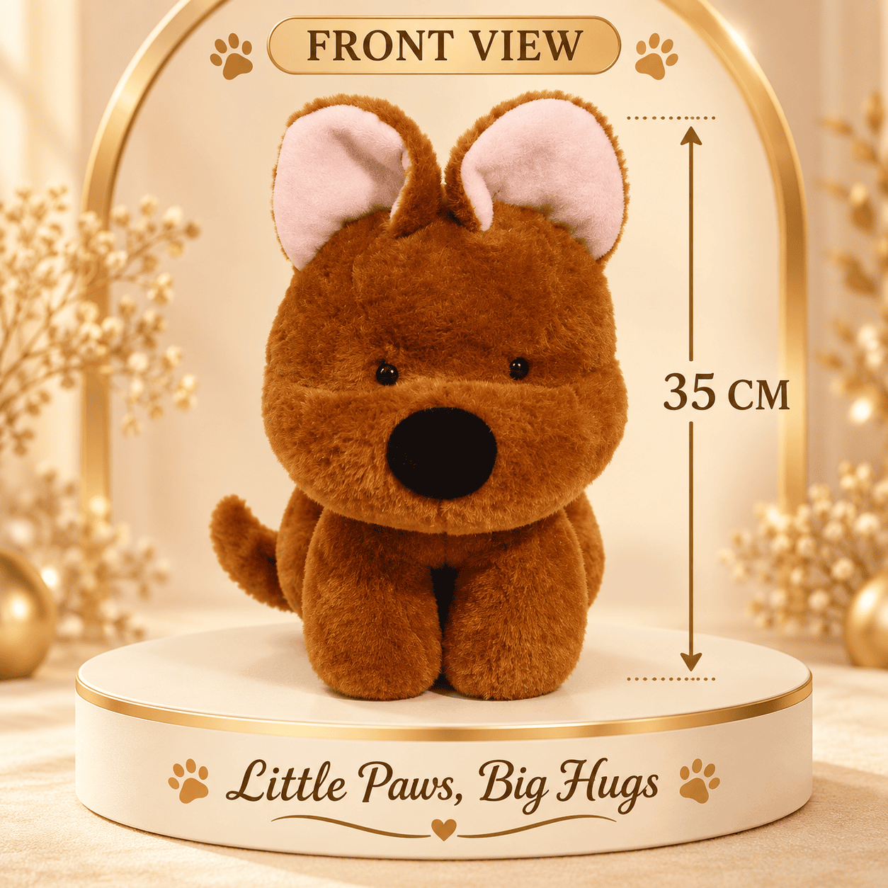 Fluffy Brown German Shepherd Dog Plush Toy – 35cm Soft Puppy Stuffed Animal