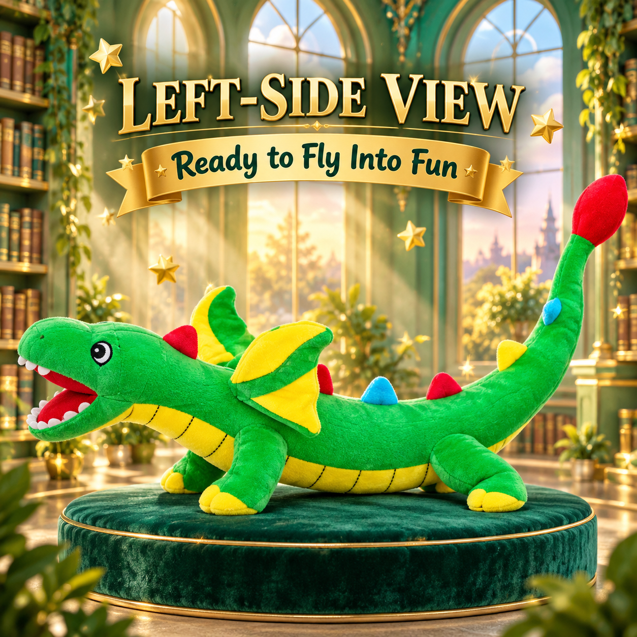Giant Green Dragon Plush Toy – Soft Flying Dinosaur Stuffed Animal with Wings