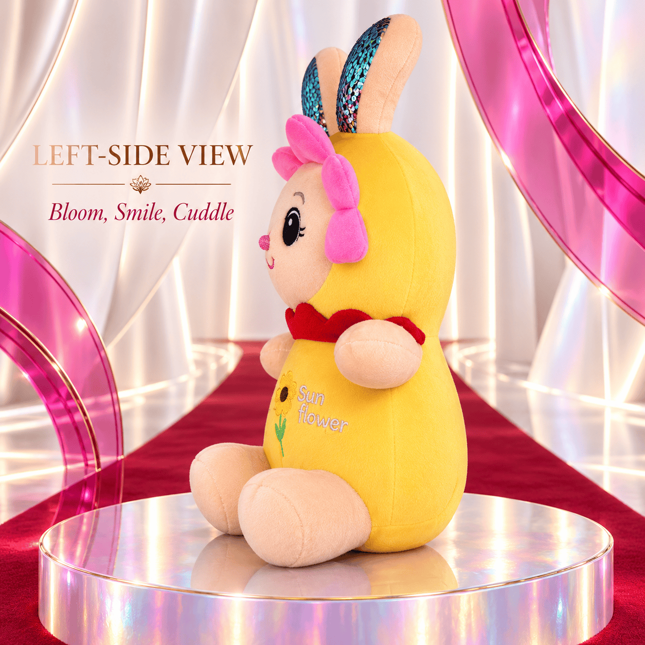 Sunflower Bunny Plush Toy – 35cm Soft Bunny Stuffed Animal with Sequin Ears