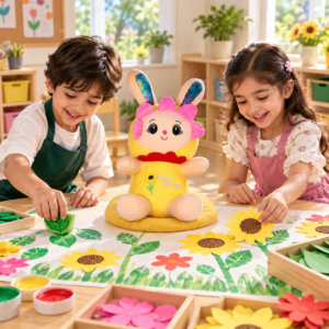Sunflower Bunny Plush Toy – 35cm Soft Bunny Stuffed Animal with Sequin Ears
