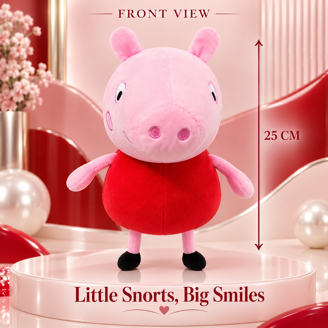 Peppa Pig Plush Toy in Red Dress – 25cm Soft Piglet Stuffed Animal