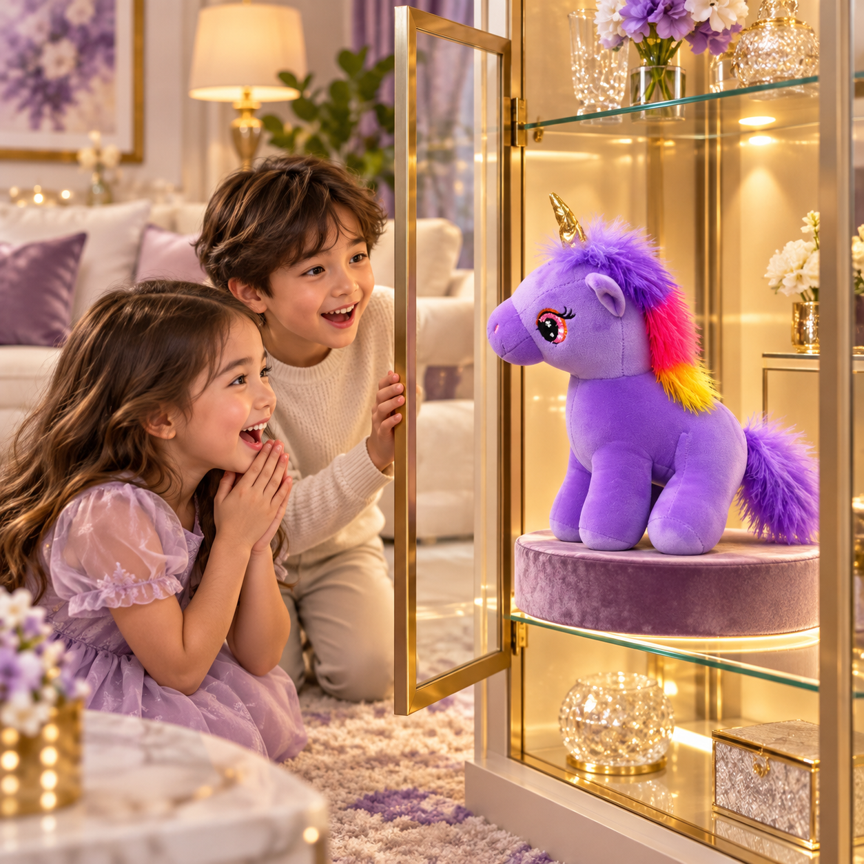 Pink Unicorn Plush Toy – 25cm Soft Stuffed Animal with Gold Horn