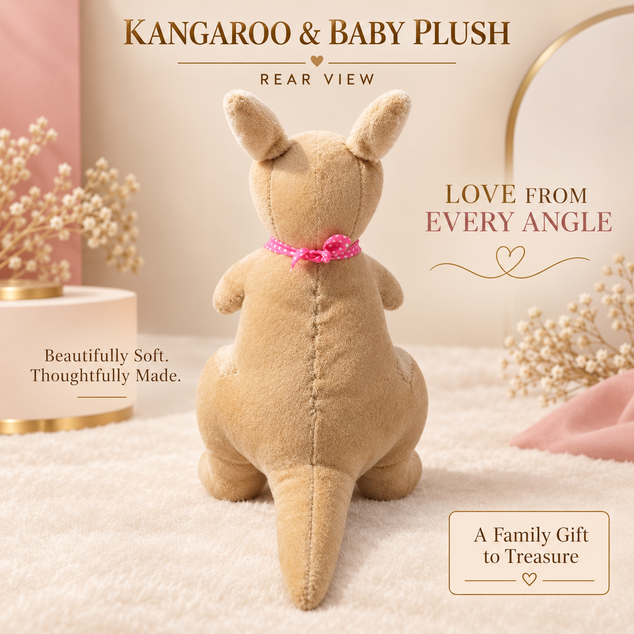 Mother Kangaroo & Baby Joey Plush Toy – 25cm Soft Tan Stuffed Animal Duo