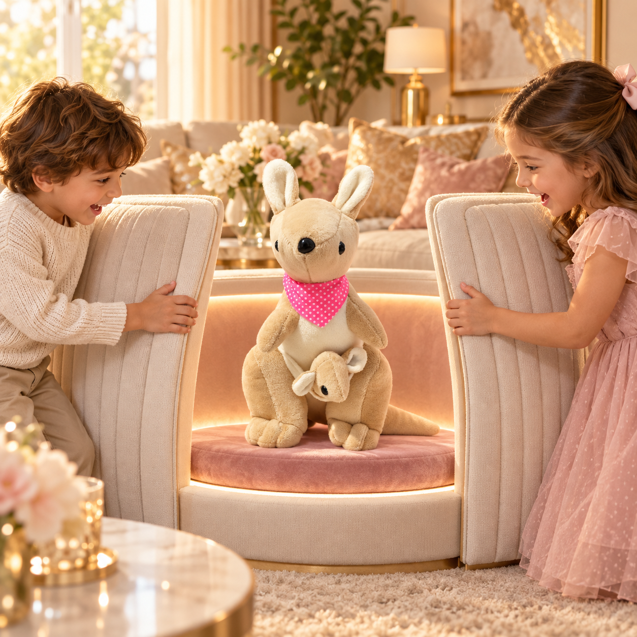 Mother Kangaroo & Baby Joey Plush Toy – 25cm Soft Tan Stuffed Animal Duo