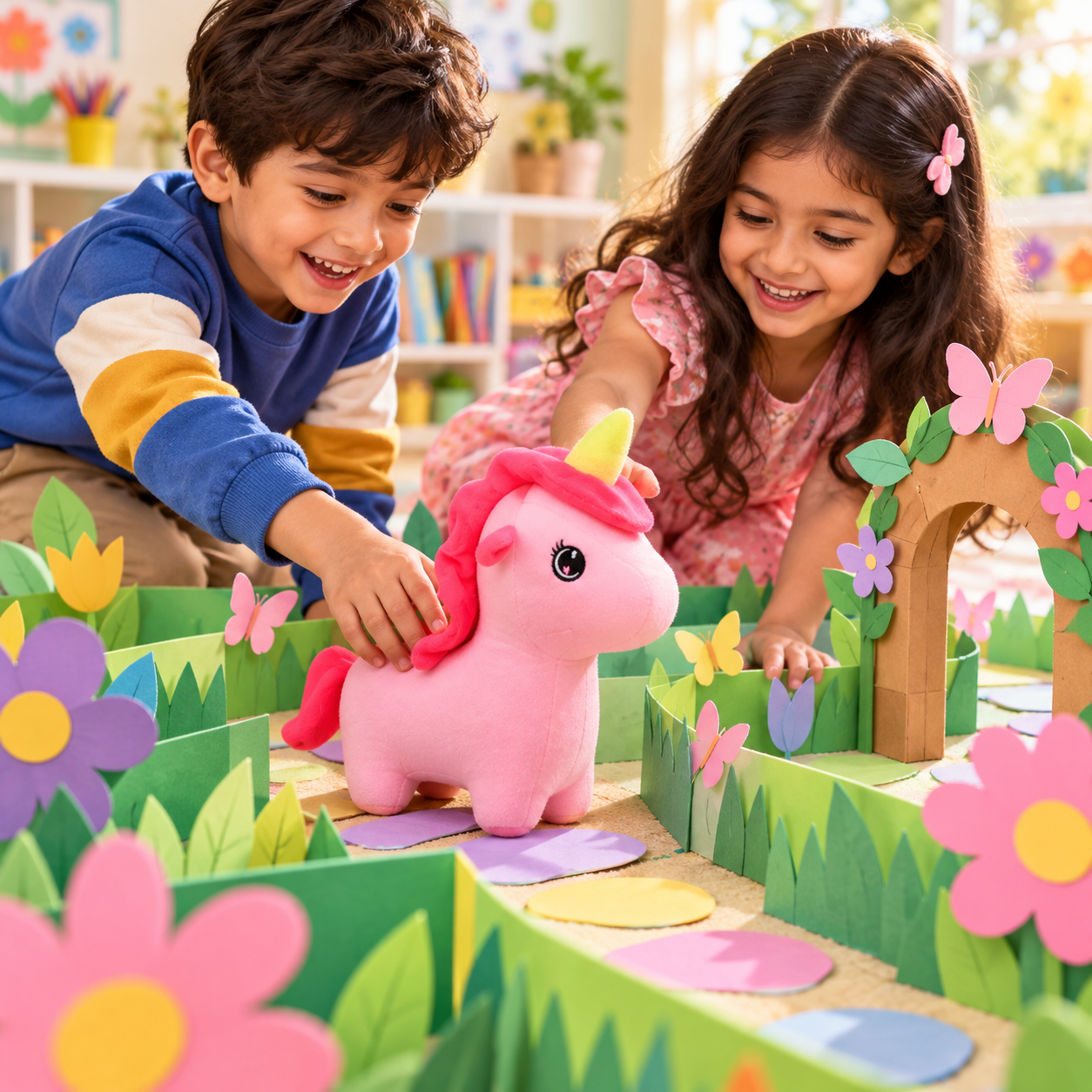 Pink Dream Unicorn Plush Toy – 25cm Soft Stuffed Animal with Yellow Horn