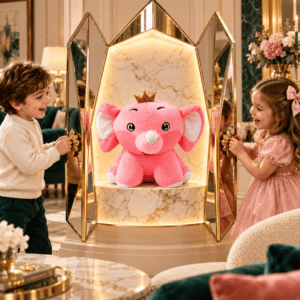 Pink Princess Elephant Plush Toy – 25cm Soft Stuffed Animal with Golden Crown