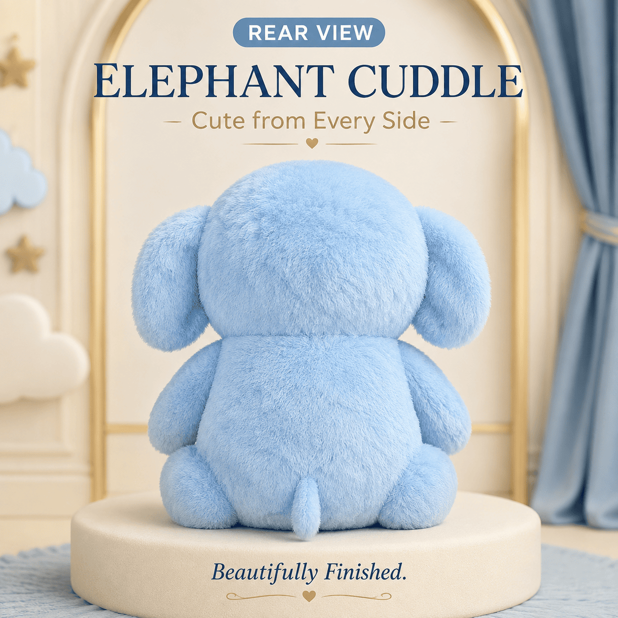 Soft Pastel Blue Stuffed Elephant