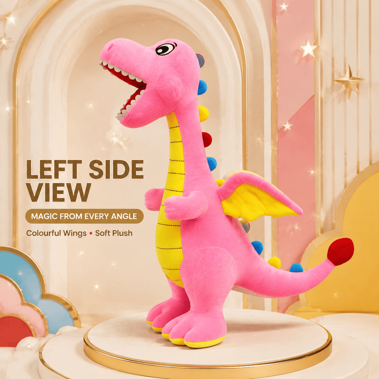 Playful Pink Dragon Plush Toy