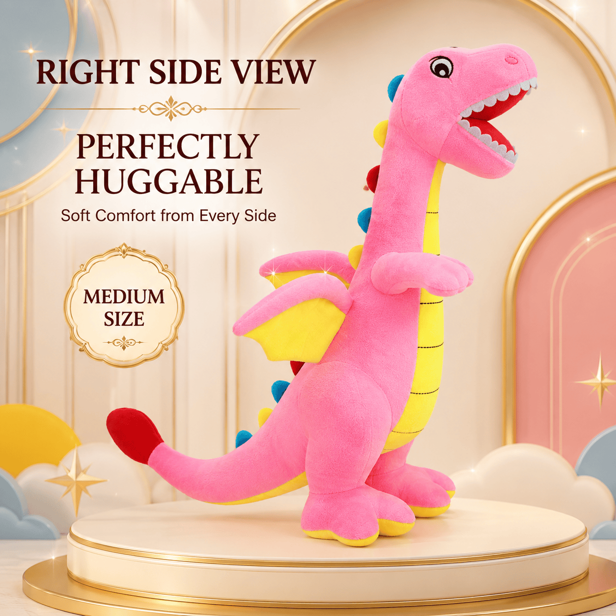 Playful Pink Dragon Plush Toy