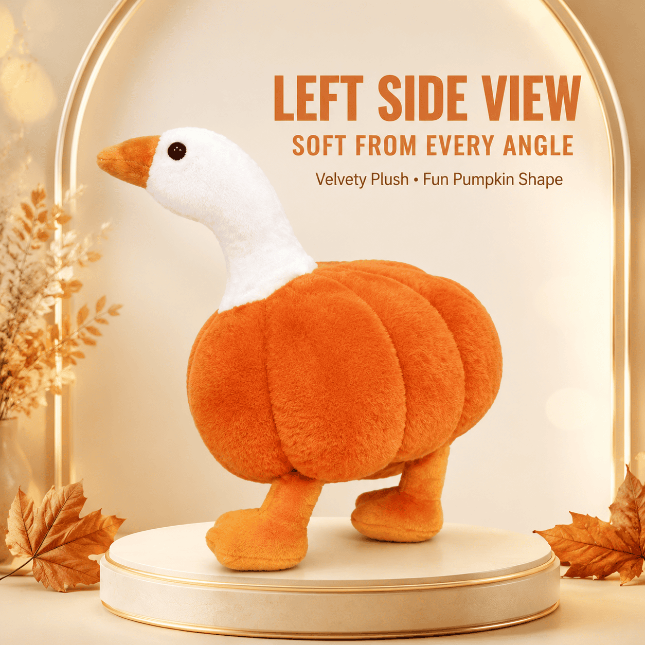 Pumpkin Goose Plush Soft White Goose Autumn Stuffed Animal