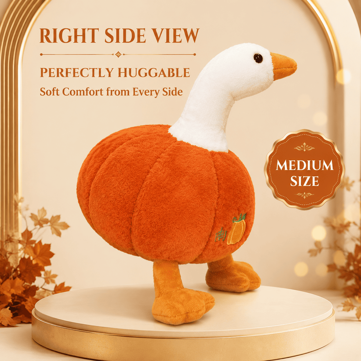 Pumpkin Goose Plush Soft White Goose Autumn Stuffed Animal