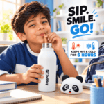 Goodday 450ml White Panda Kids Stainless Steel Insulated Water Bottle with 3D panda character lid