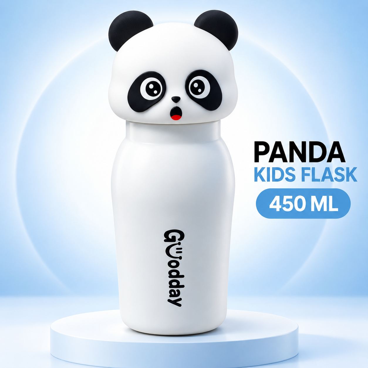 Goodday 450ml Leak-Proof Kids Insulated Water Bottle with Cute 3D Panda Lid