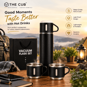 Double Wall Vacuum Insulated Stainless Steel Flask Set with Cups